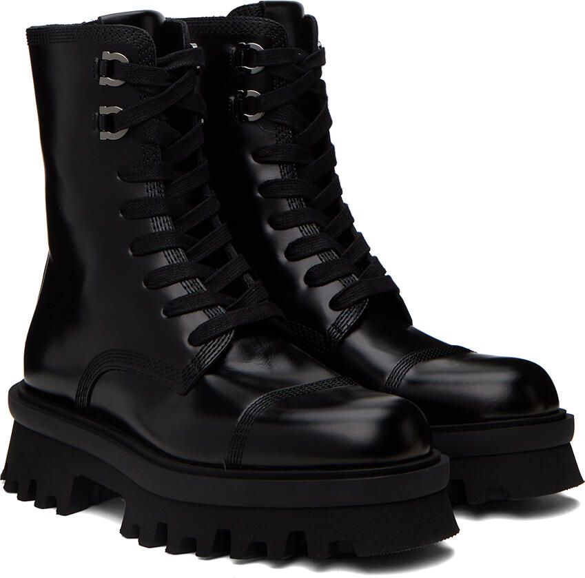 Ferragamo Black Combat Boots