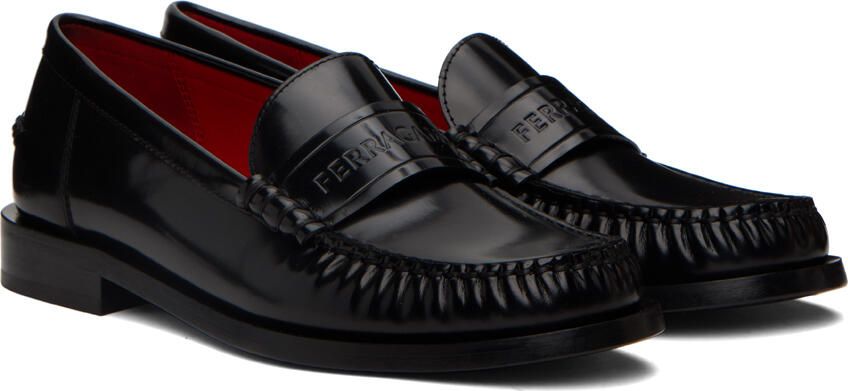 Ferragamo Black Embossed Loafers - Picture 2