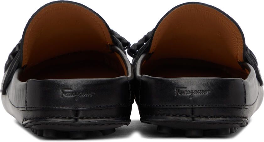 Ferragamo Black Gancini Driver Mules
