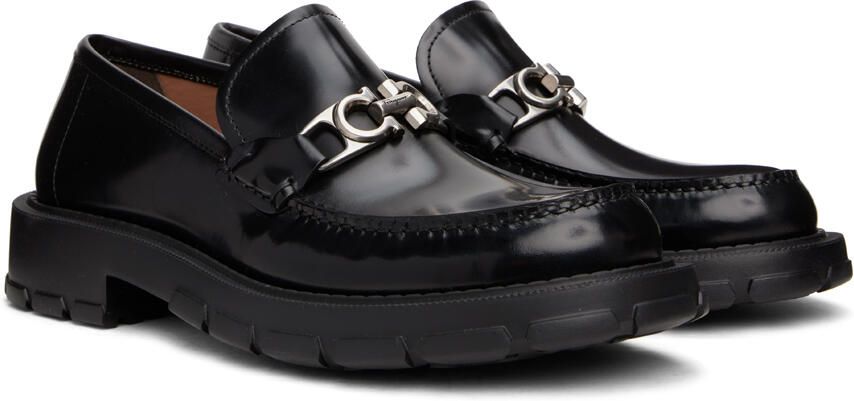 Salvatore Ferragamo Black Gancini Loafers - Picture 2