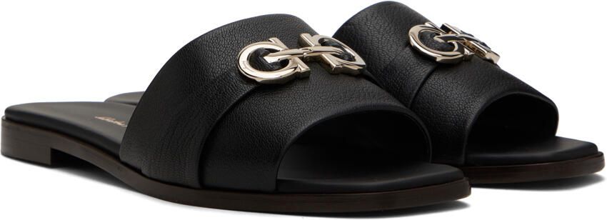 Ferragamo Black Gancini Slides - Picture 2