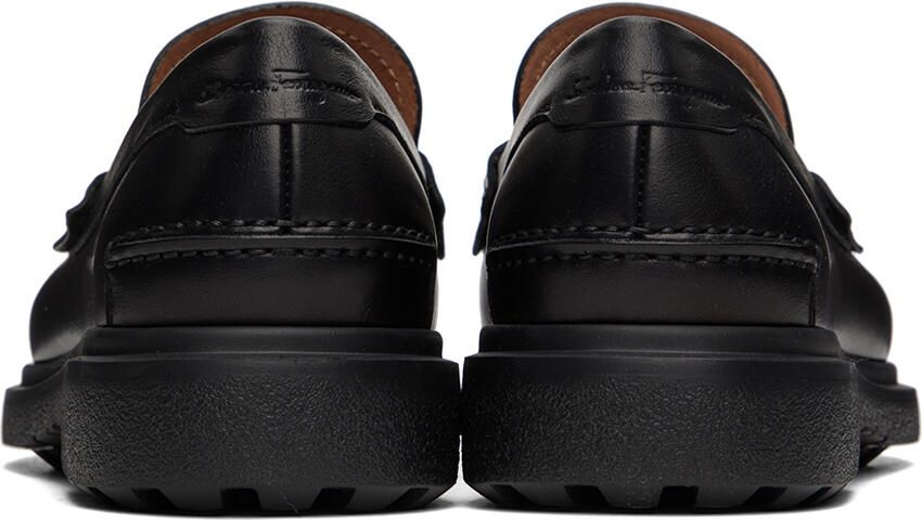 Ferragamo Black Leather Penny Loafers - Picture 5