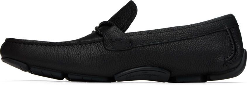 Salvatore Ferragamo Black Pebbled Loafers - Picture 3