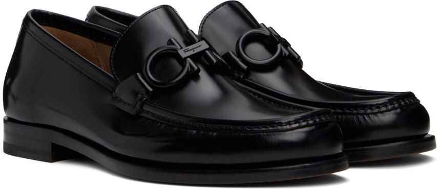 Salvatore Ferragamo Black Gancini Ornament Loafers - Picture 2