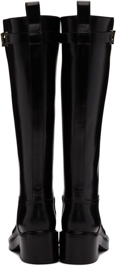 Ferragamo Black Vara Chain Tall Boots - Picture 3