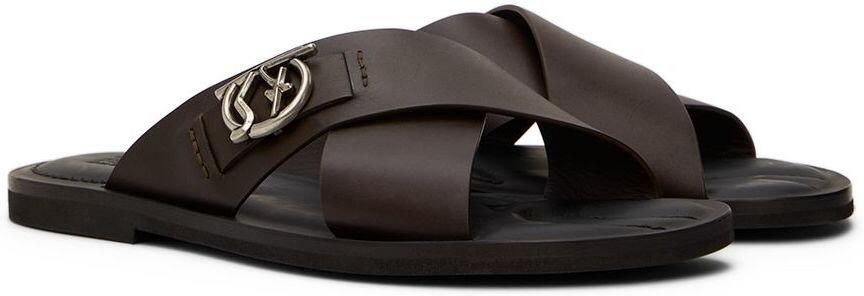 Salvatore Ferragamo Brown Logan Sandals - Picture 3
