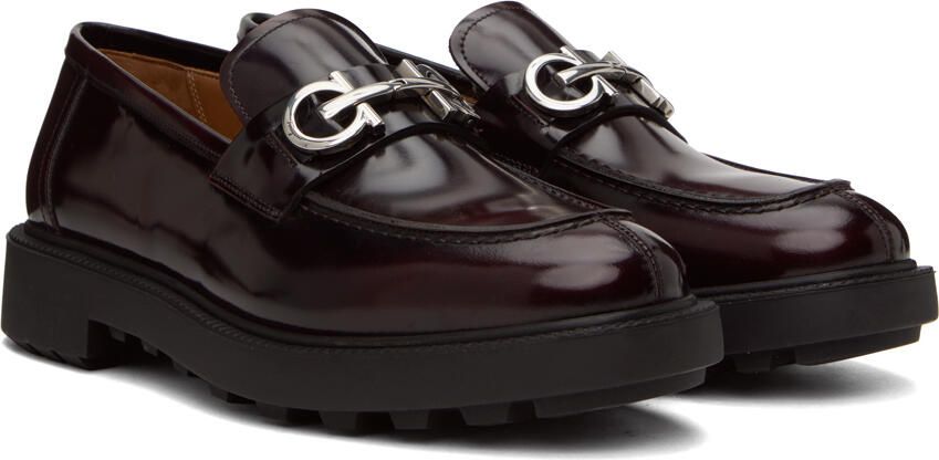 Ferragamo Burgundy Gancini Loafers - Picture 2