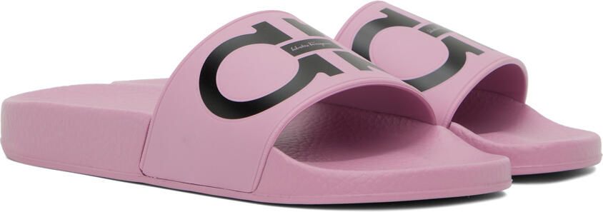 Ferragamo Pink Gancini Slides - Picture 2
