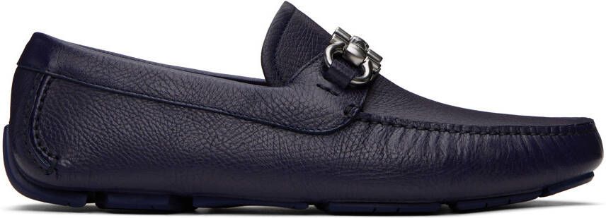 Ferragamo Navy Gancini Loafers - Picture 3