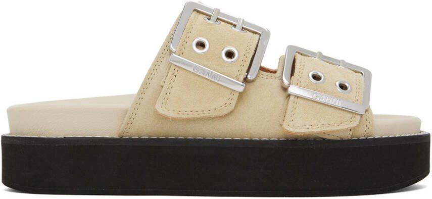 GANNI Beige Buckle Sandals