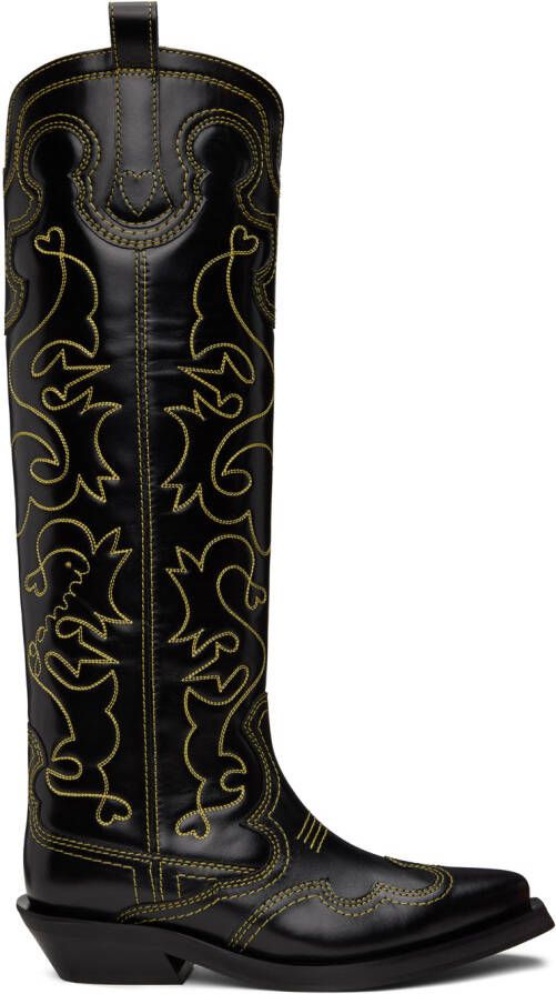 GANNI Black & Yellow Western Tall Boots
