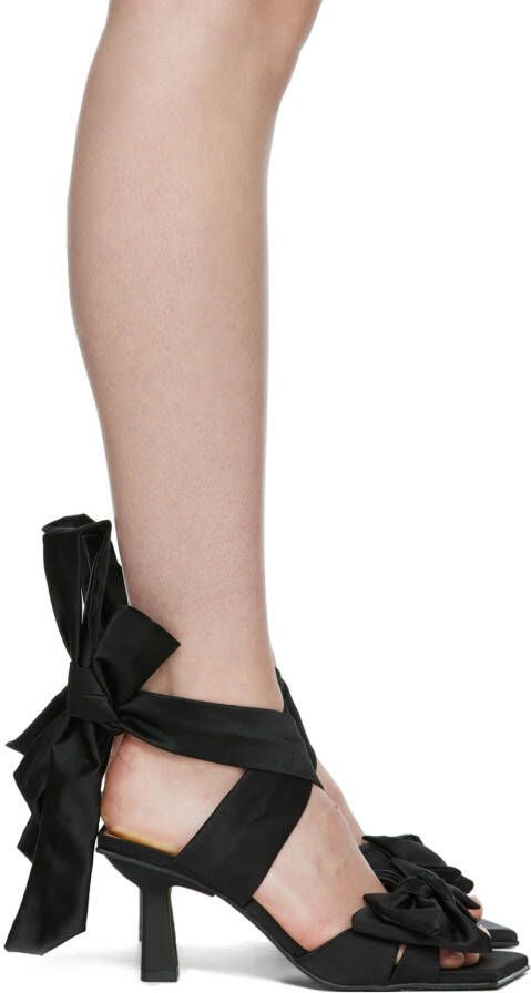 GANNI Black Soft Bow Heeled Sandals - Picture 6