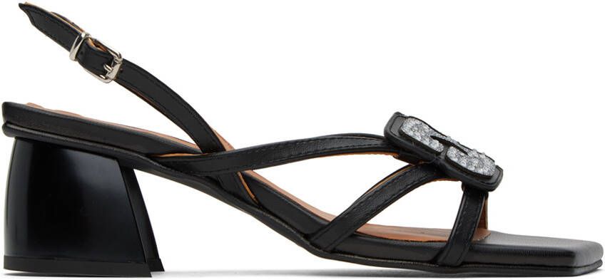 GANNI Black Butterfly Strass Heeled Sandals - Picture 4