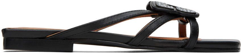 GANNI Black Butterfly Strass Sandals - Picture 4