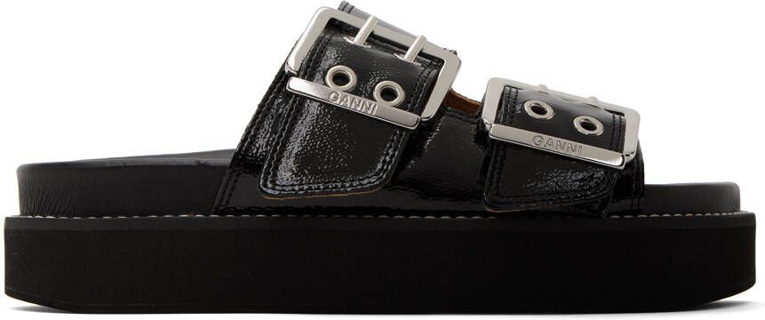 GANNI Black Chunky Buckle Sandals