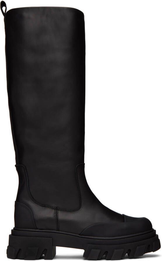GANNI Black Cleated Tubular Boots - Picture 7