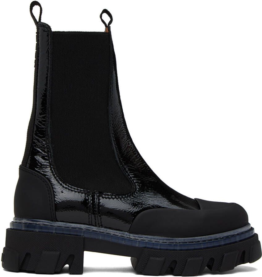 GANNI Black Cleated Chelsea Boots
