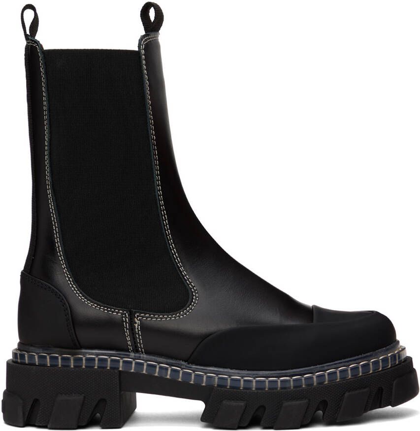 GANNI Black Cleated Chelsea Boots - Picture 5