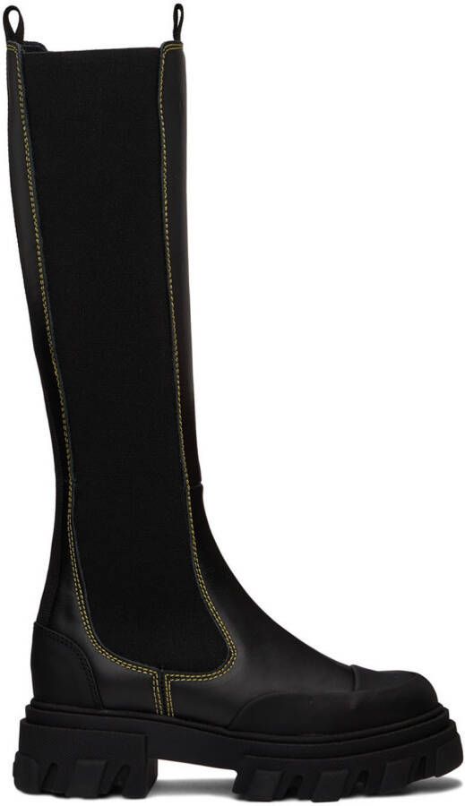 GANNI Black Cleated High Chelsea Boots - Picture 11