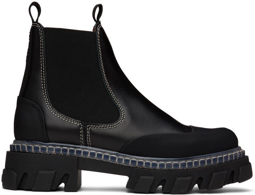 GANNI Black Cleated Low Chelsea Boots - Picture 7