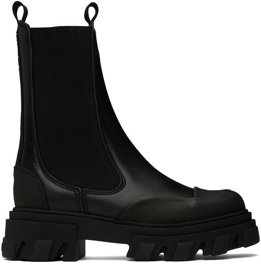 GANNI Black Cleated Mid Chelsea Boots - Picture 6