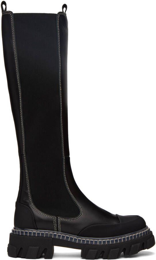 GANNI Black Cleated Tall Boots - Picture 5