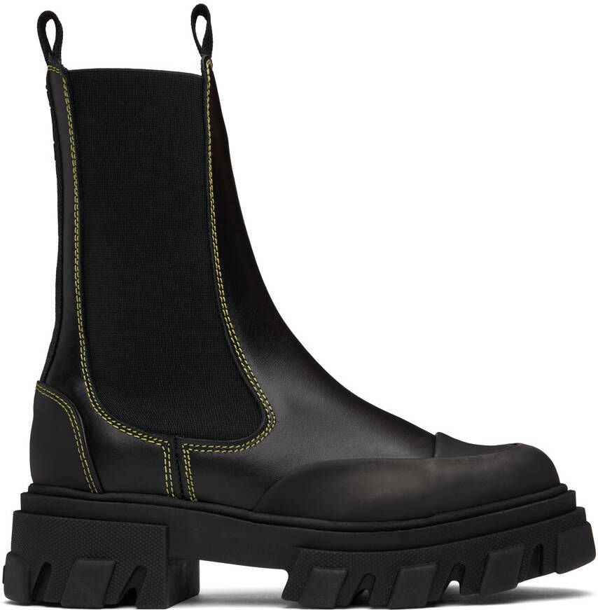 GANNI Black Cleated Mid Chelsea Boots - Picture 3