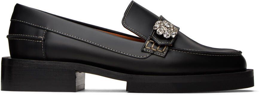 GANNI Black Embellished Loafers - Picture 5