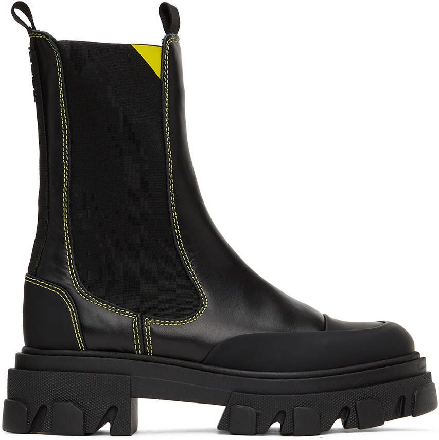 GANNI Black Cleated Mid Chelsea Boots - Picture 5