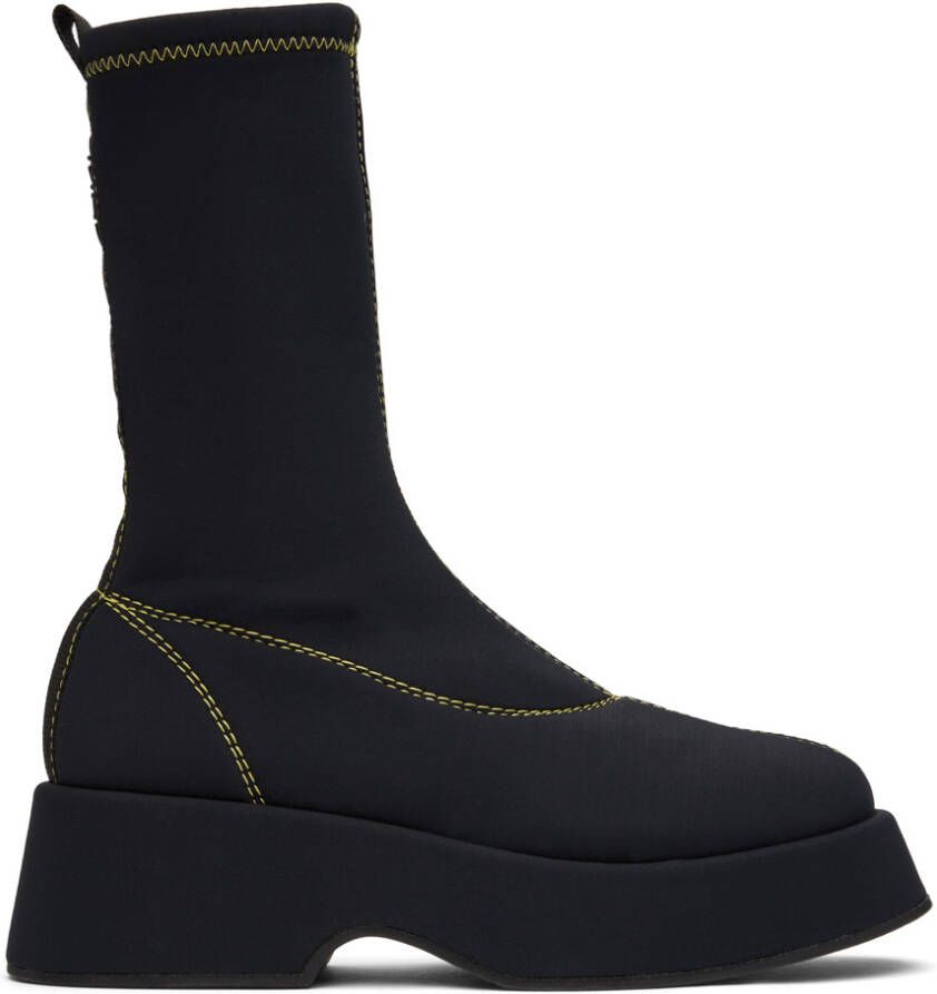 GANNI Black Retro Flatform Sock Boots - Picture 2