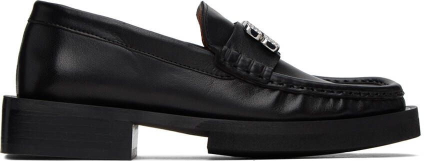 GANNI Black Rhinestone Logo Loafers - Picture 5