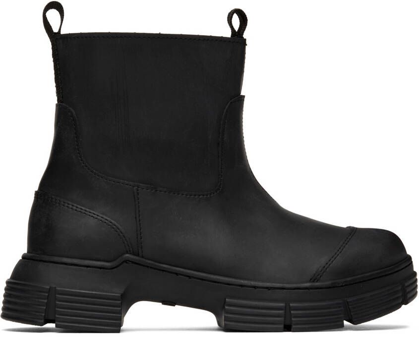 GANNI Black Rubber Ankle Boots - Picture 5