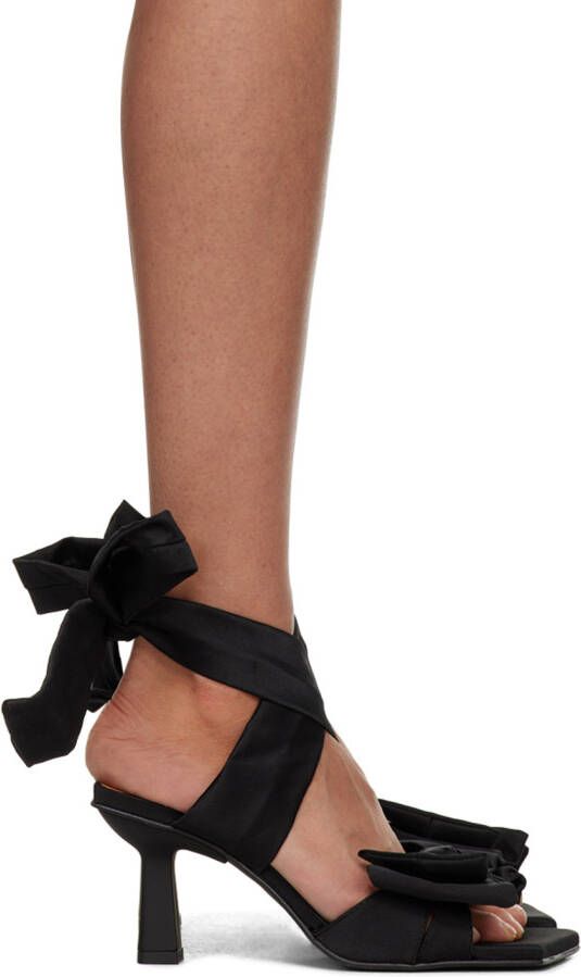 GANNI Black Soft Bow Heeled Sandals - Picture 3