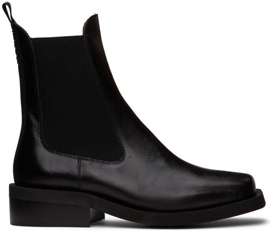 GANNI Black Square Toe Chelsea Boots - Picture 5