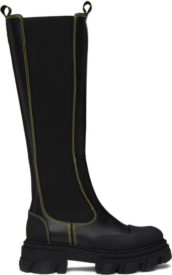 GANNI Black Cleated High Chelsea Boots