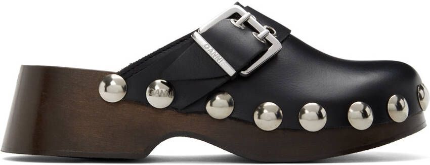 GANNI Black Studded Clogs - Picture 5