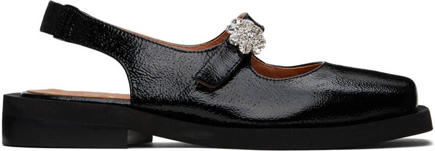 GANNI Black Wide Loafers