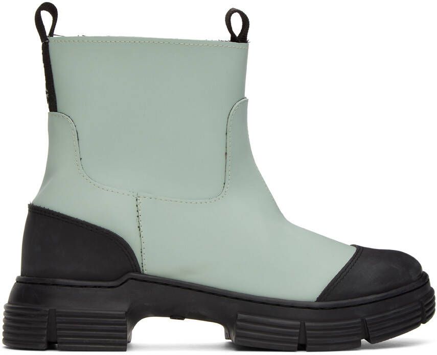 GANNI Blue Recycled Rubber Ankle Boots - Picture 5