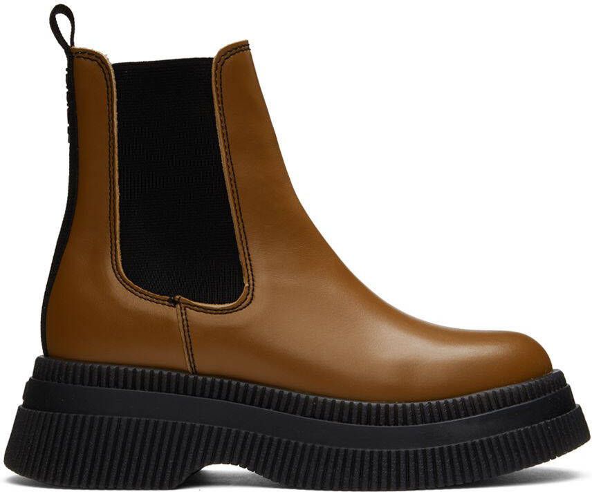 GANNI Brown Chunky Chelsea Boots