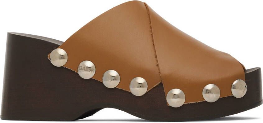 GANNI Brown Clog Sandals