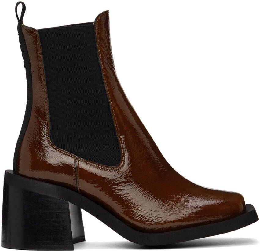 GANNI Brown Heeled Chelsea Boots