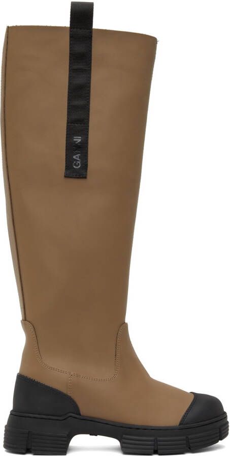 GANNI Brown Recycled Rubber Country Tall Boots - Picture 5