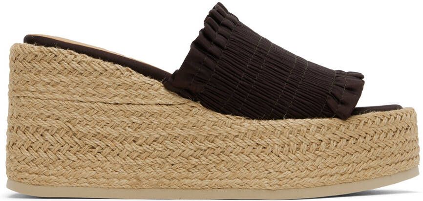 GANNI Brown Smock Espadrille Wedge Sandals - Picture 4