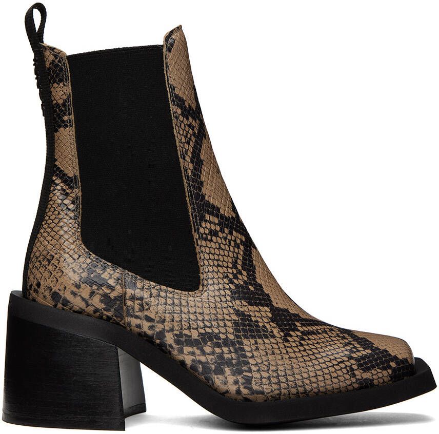 GANNI Brown Snake Chelsea Boots