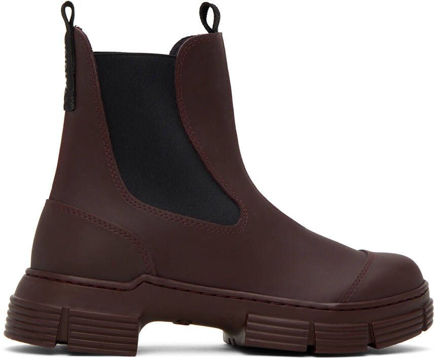 GANNI Burgundy City Boots - Picture 5
