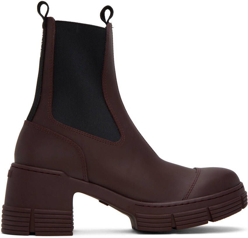 GANNI Burgundy City Boots - Picture 5
