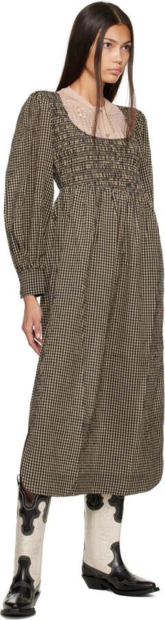 GANNI Black & Off-White Embroidered Western Mid-Calf Boots - Picture 4