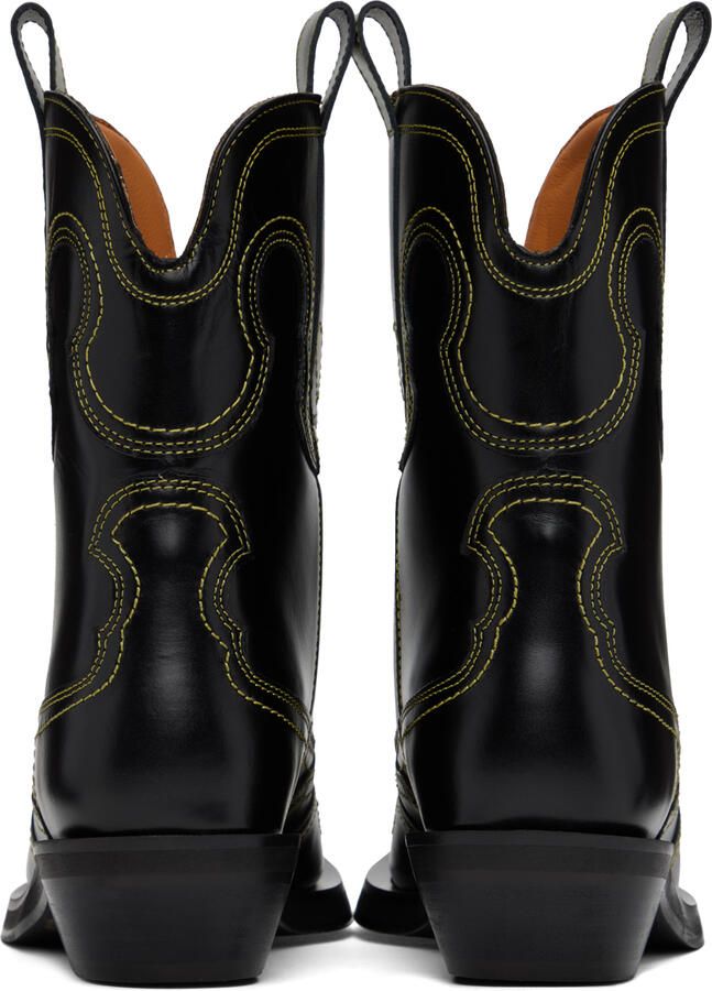 GANNI Black & Yellow Western Boots - Picture 3