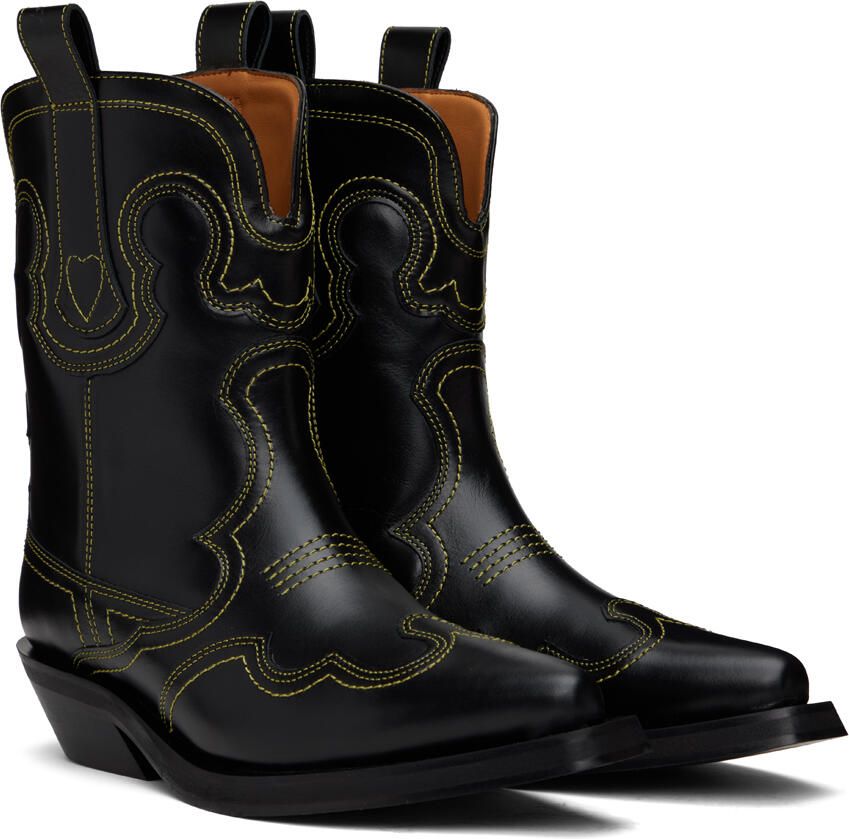 GANNI Black & Yellow Western Boots