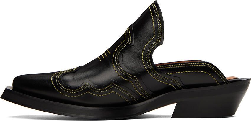GANNI Black & Yellow Western Mules - Picture 3